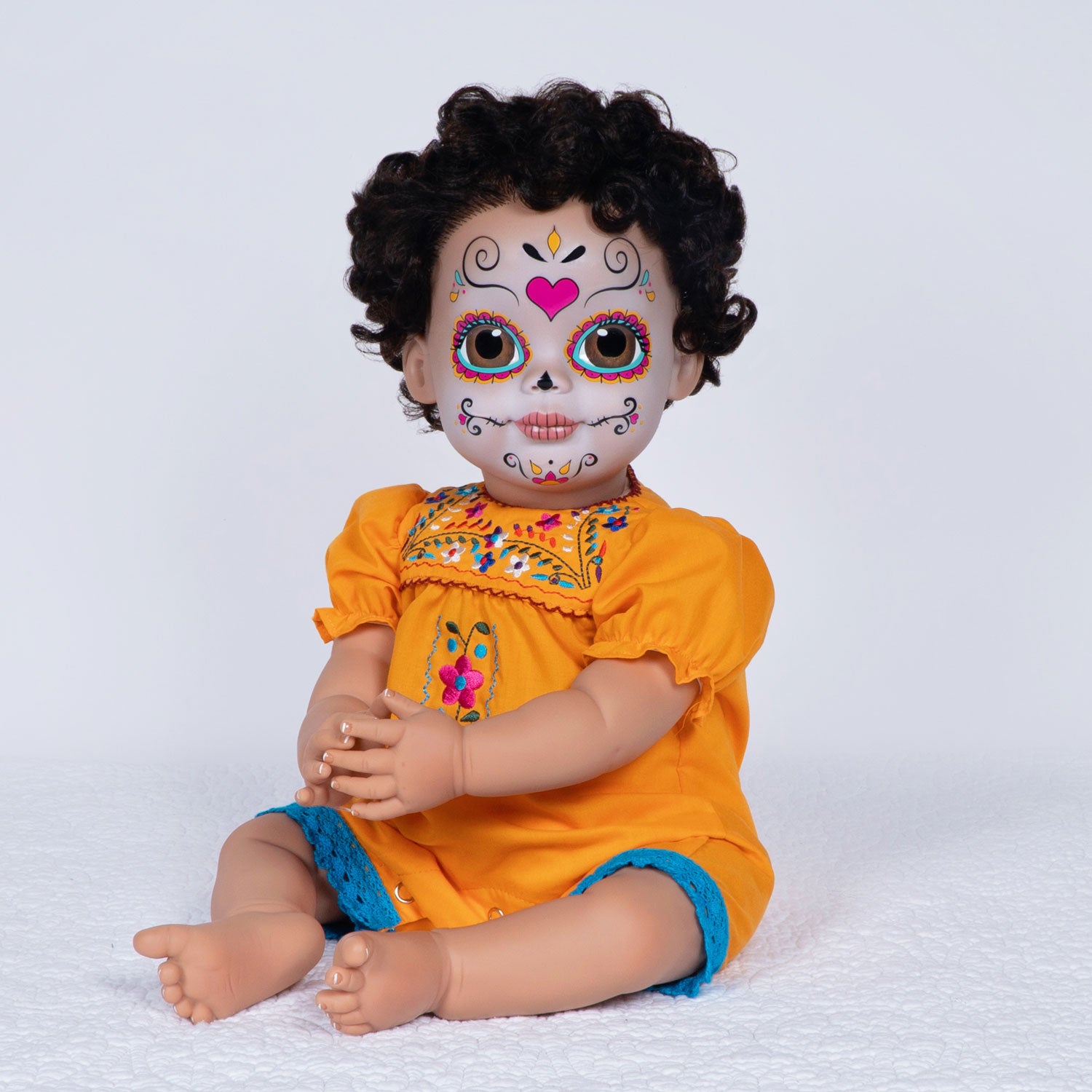 Paradise Galleries Azuquita - Realistic Toddler Doll in Celebration of Dia De Los Muertos (Day of the Dead Holiday), 20 Inch Calavera (Sugar Skull) Reborn Doll in GentleTouch Vinyl