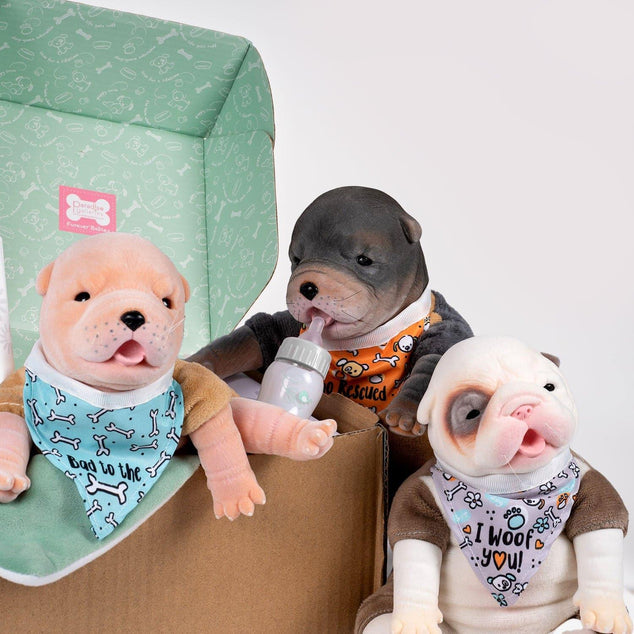 Paradise Galleries Reborn Puppies Bulldog, German Shepherd, Golden Retriever