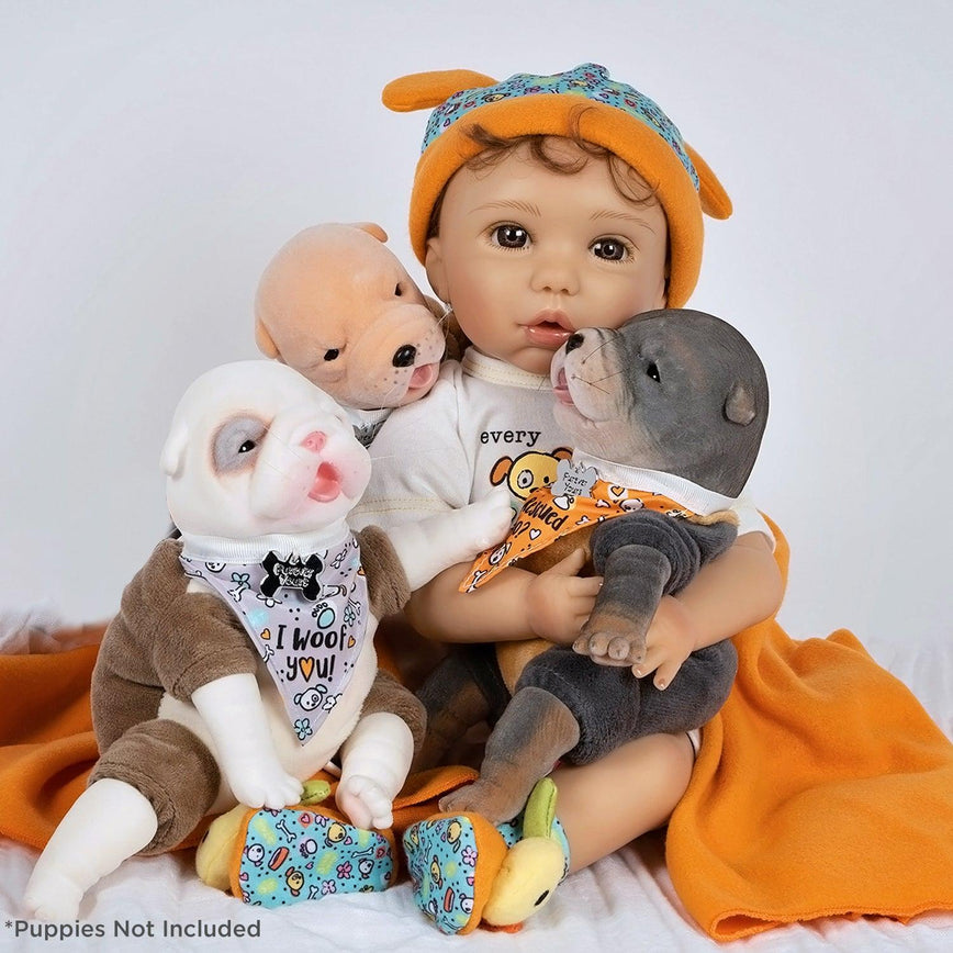 Paradise Galleries Reborn Toddler Boy Doll Puppy Love, 19 inch 