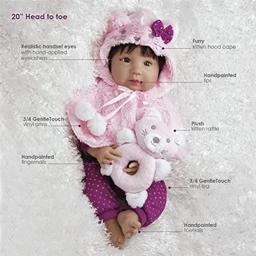 Paradise Galleries Ethnic Reborn Baby Doll Smitten Kitten, 20 inch