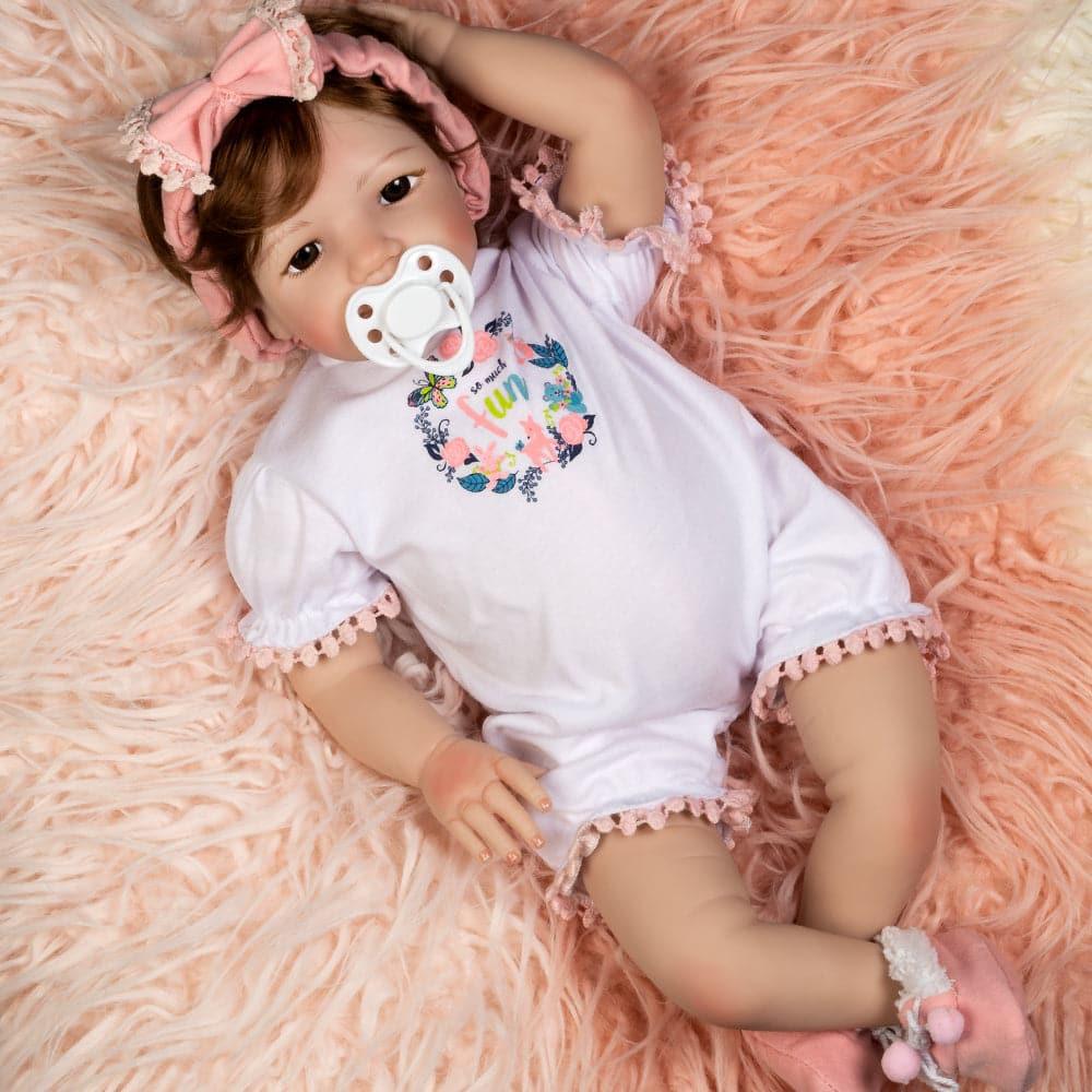 Silicone Reborn Toddler Doll w/ Magnetic Pacifier - Paradise Galleries