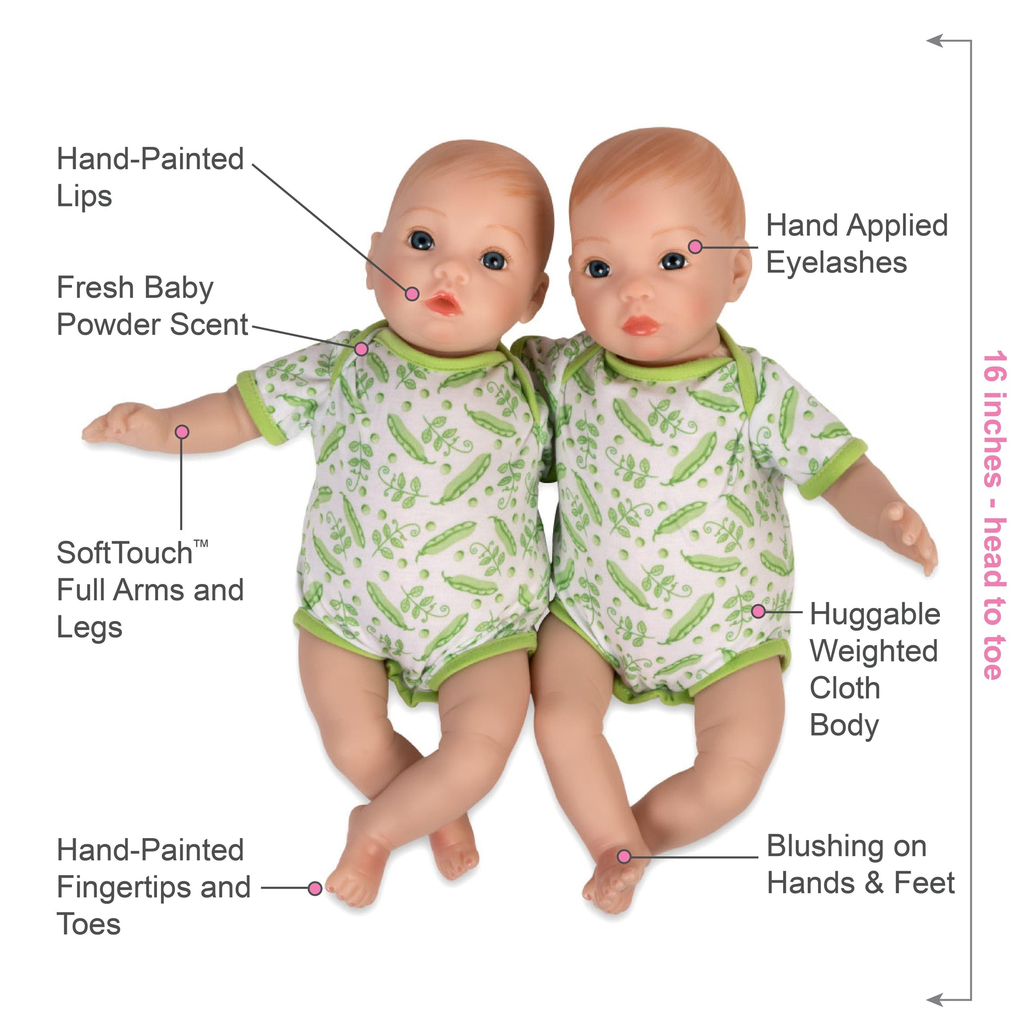 Paradise Galleries Lifelike Newborn Baby Doll - Two Peas in a Pod