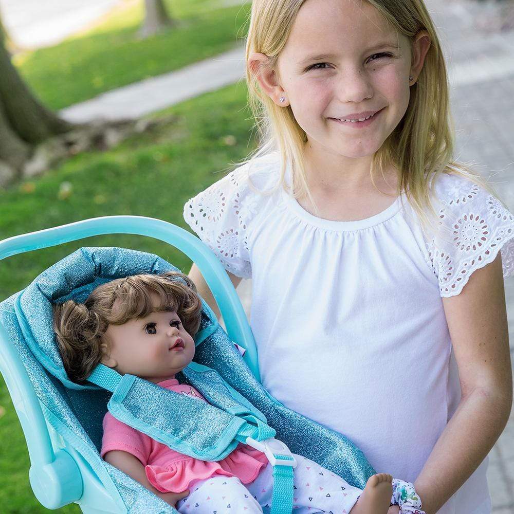 Baby Doll Car Seat Carrier - Blue Glitter