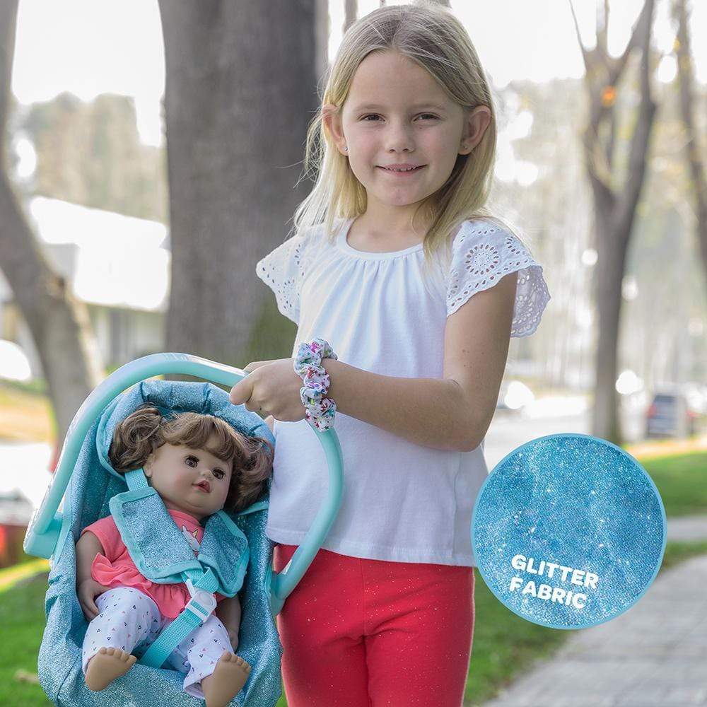 Baby Doll Car Seat Carrier - Blue Glitter