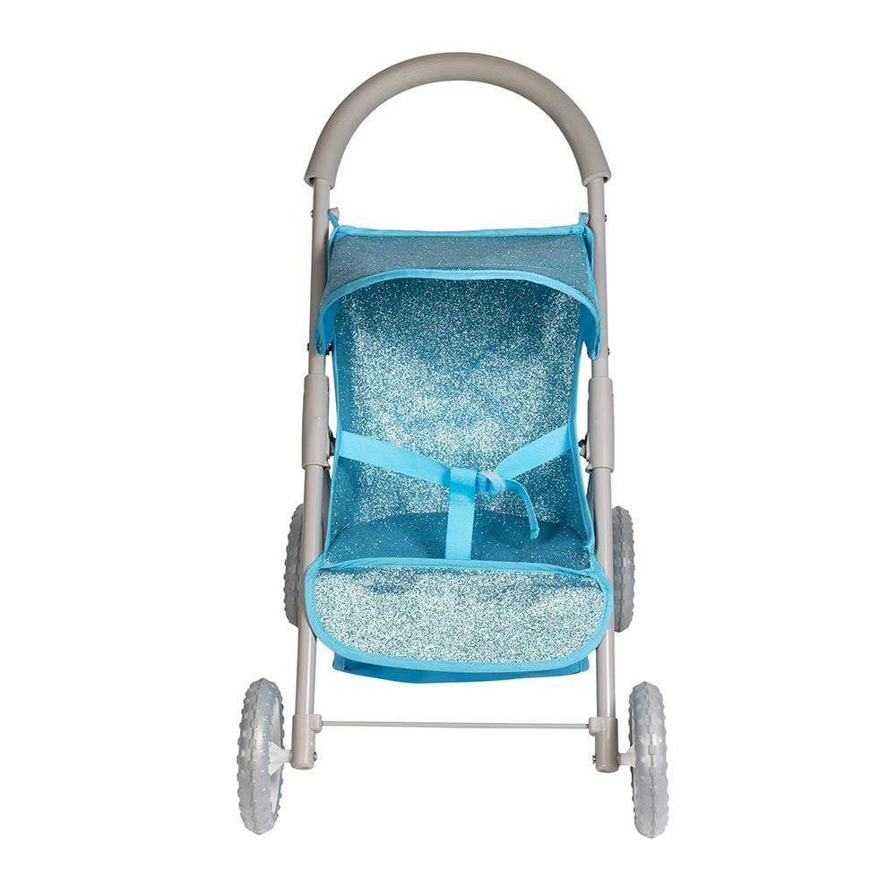 Glittery Baby Doll Stroller with Light-Up Wheels & Medium Shade - Blue Glam