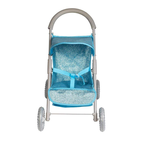 bitty baby stroller Glittery Baby Doll Stroller with Light-Up Wheels & Medium Shade - Blue