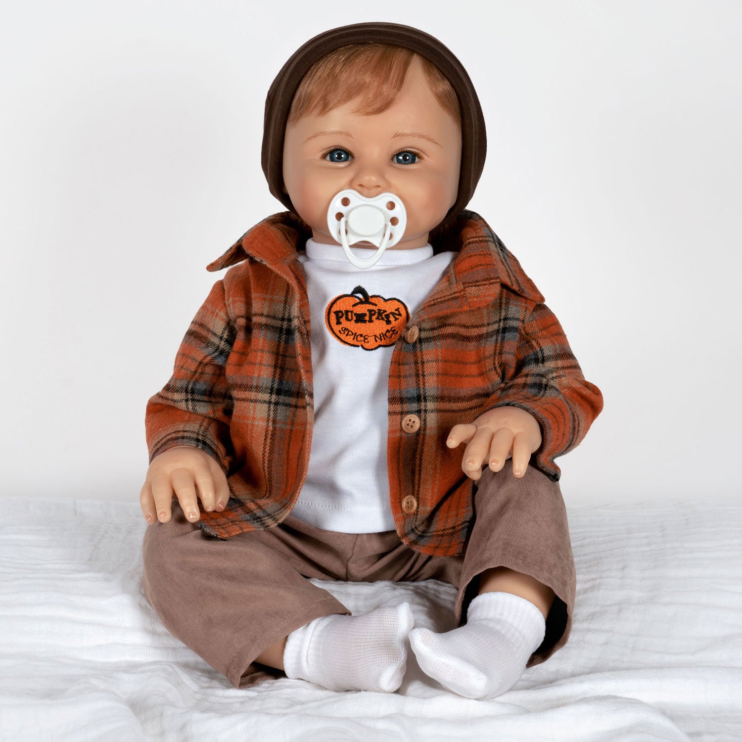 Paradise Galleries Pumpkin Spice Nice, 22-inch Fall-Themed Realistic Boy Doll