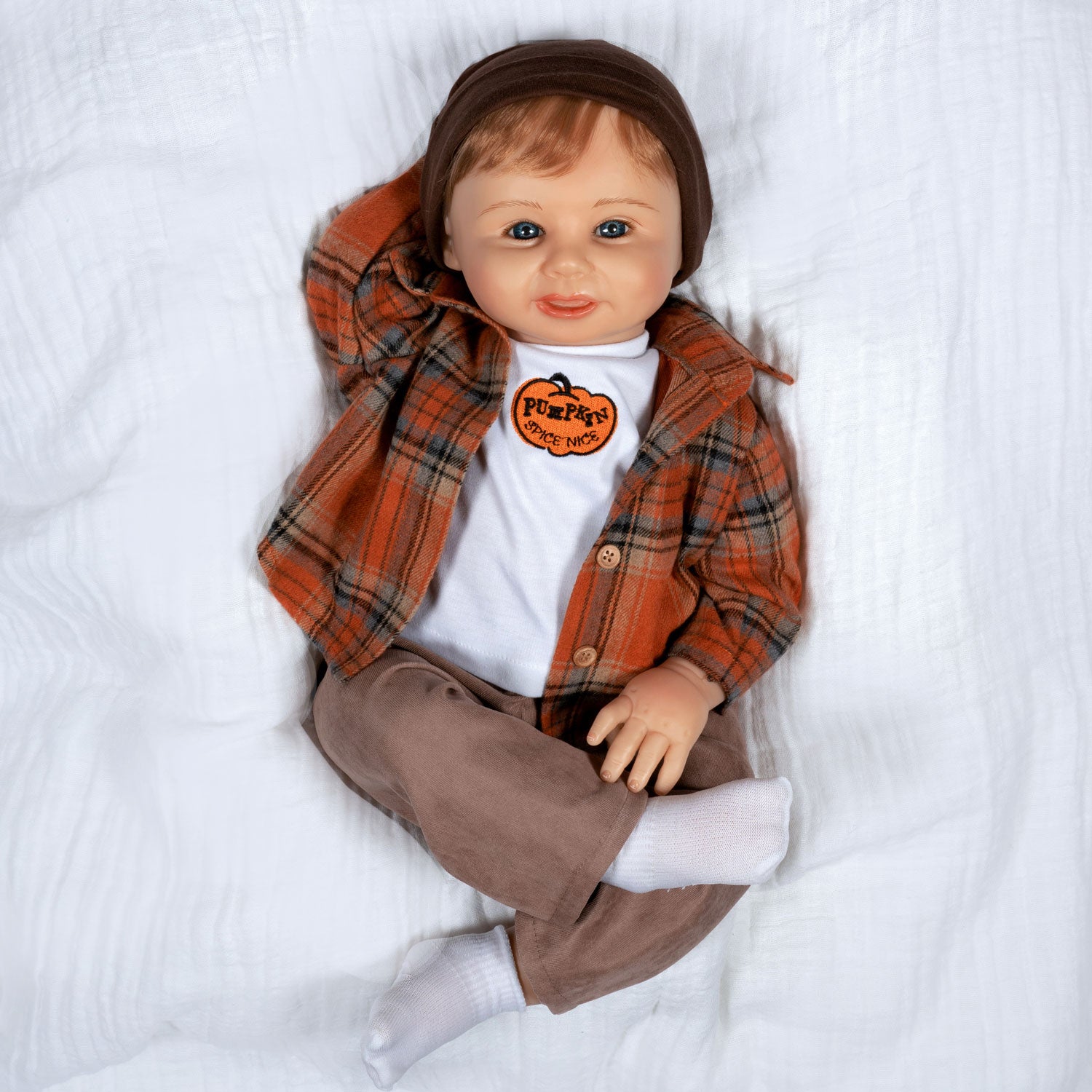 Paradise Galleries Pumpkin Spice Nice, 22-inch Fall-Themed Realistic Boy Doll