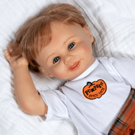 Paradise Galleries Pumpkin Spice Nice, 22-inch Fall-Themed Realistic Boy Doll
