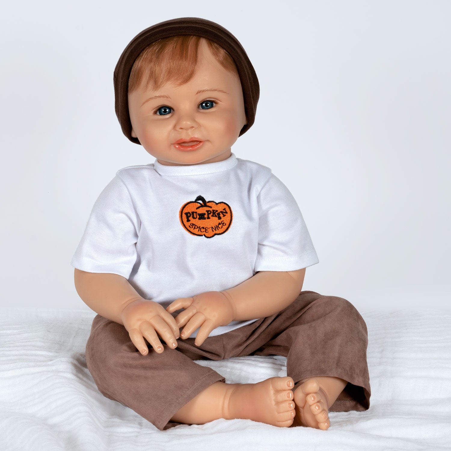 Paradise Galleries Pumpkin Spice Nice, 22-inch Fall-Themed Realistic Boy Doll