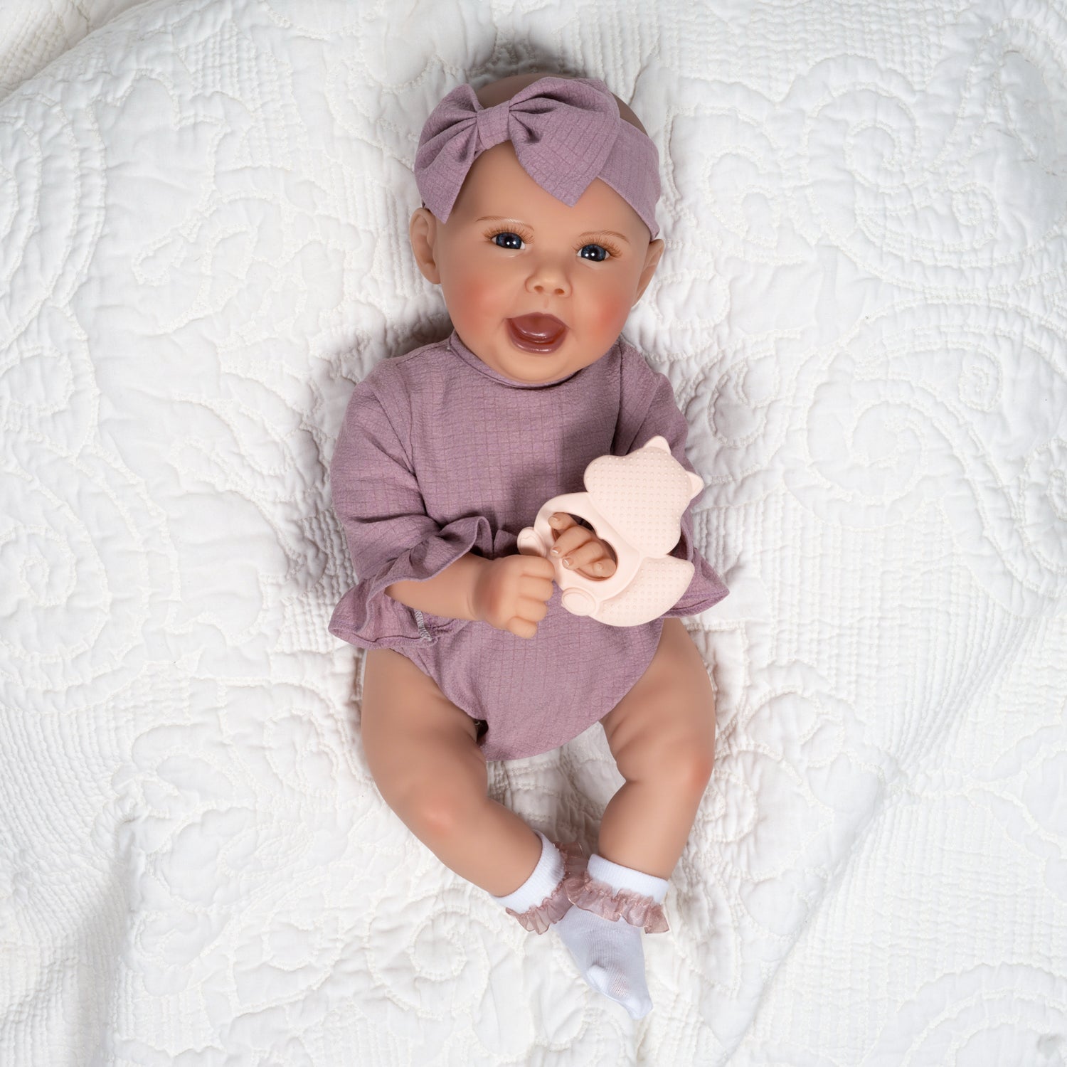 Paradise Galleries 19" Girl Doll Baby Nora, 5-piece doll gift set