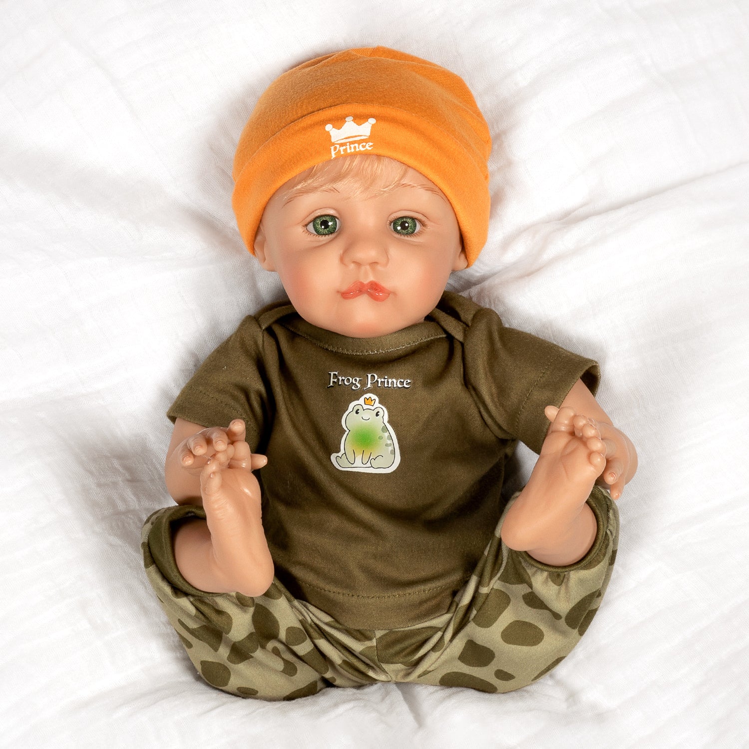 Frog Prince Realistic Blonde Boy Baby Doll 