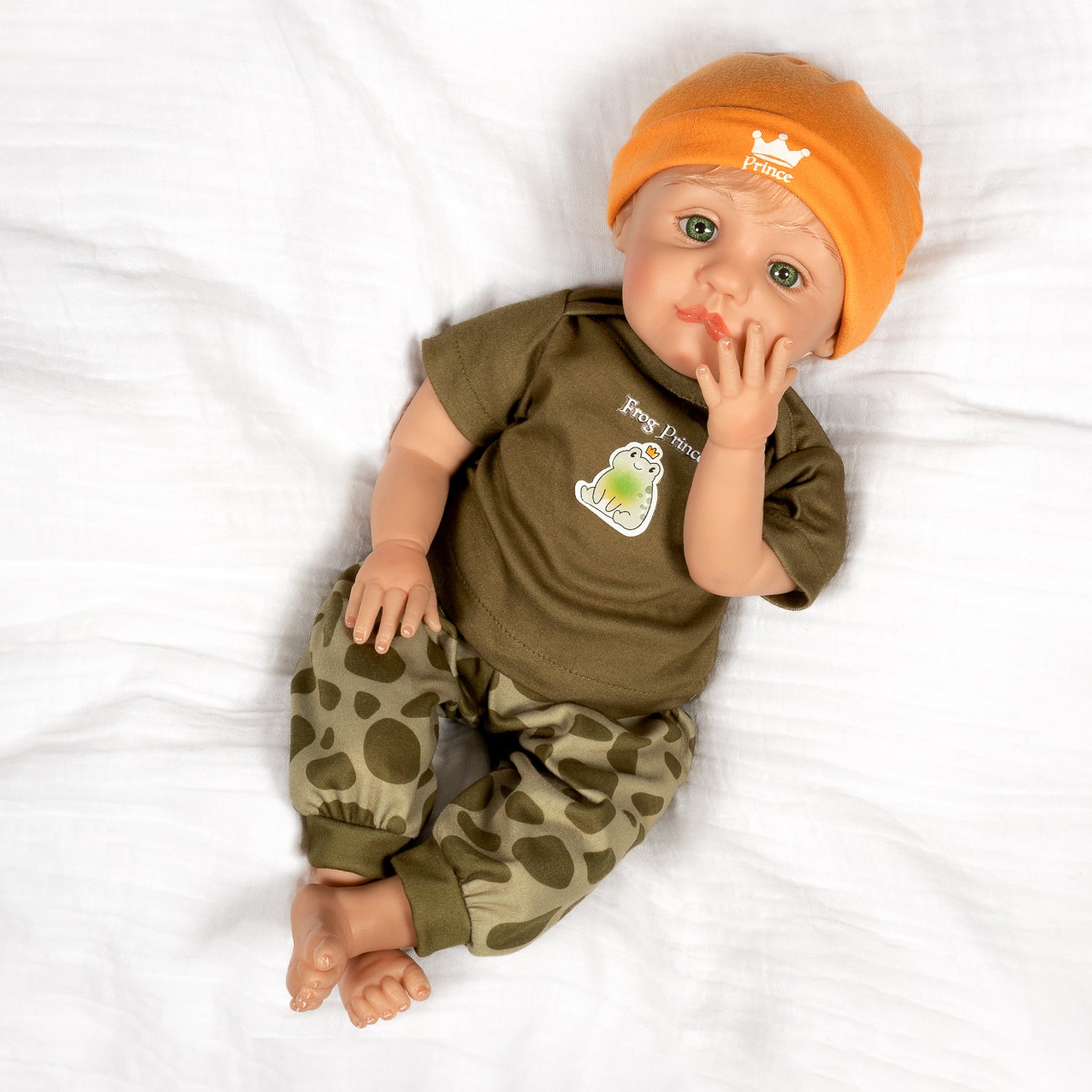 Frog Prince Realistic Blonde Boy Baby Doll 