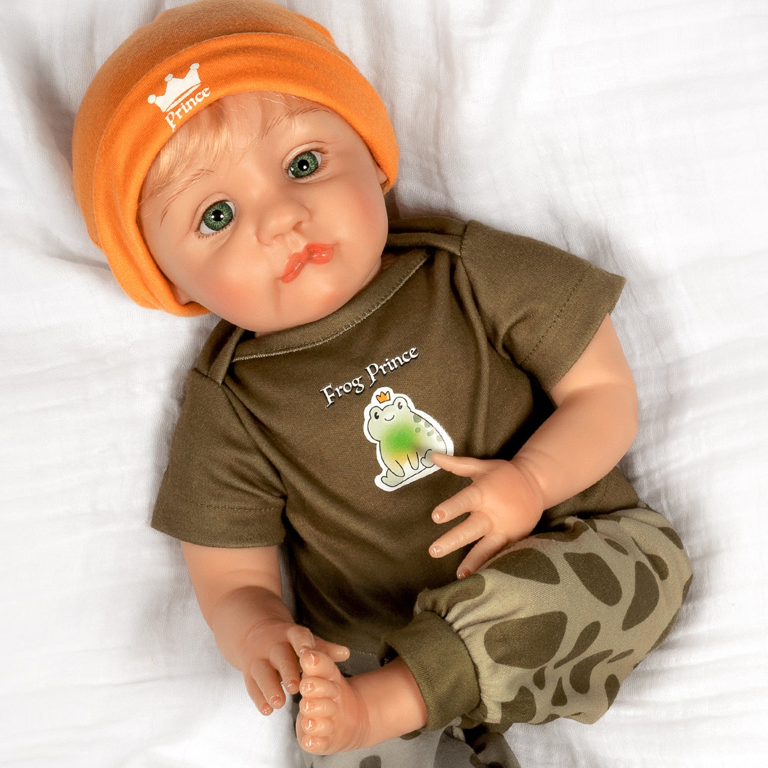Frog Prince Realistic Blonde Boy Baby Doll 