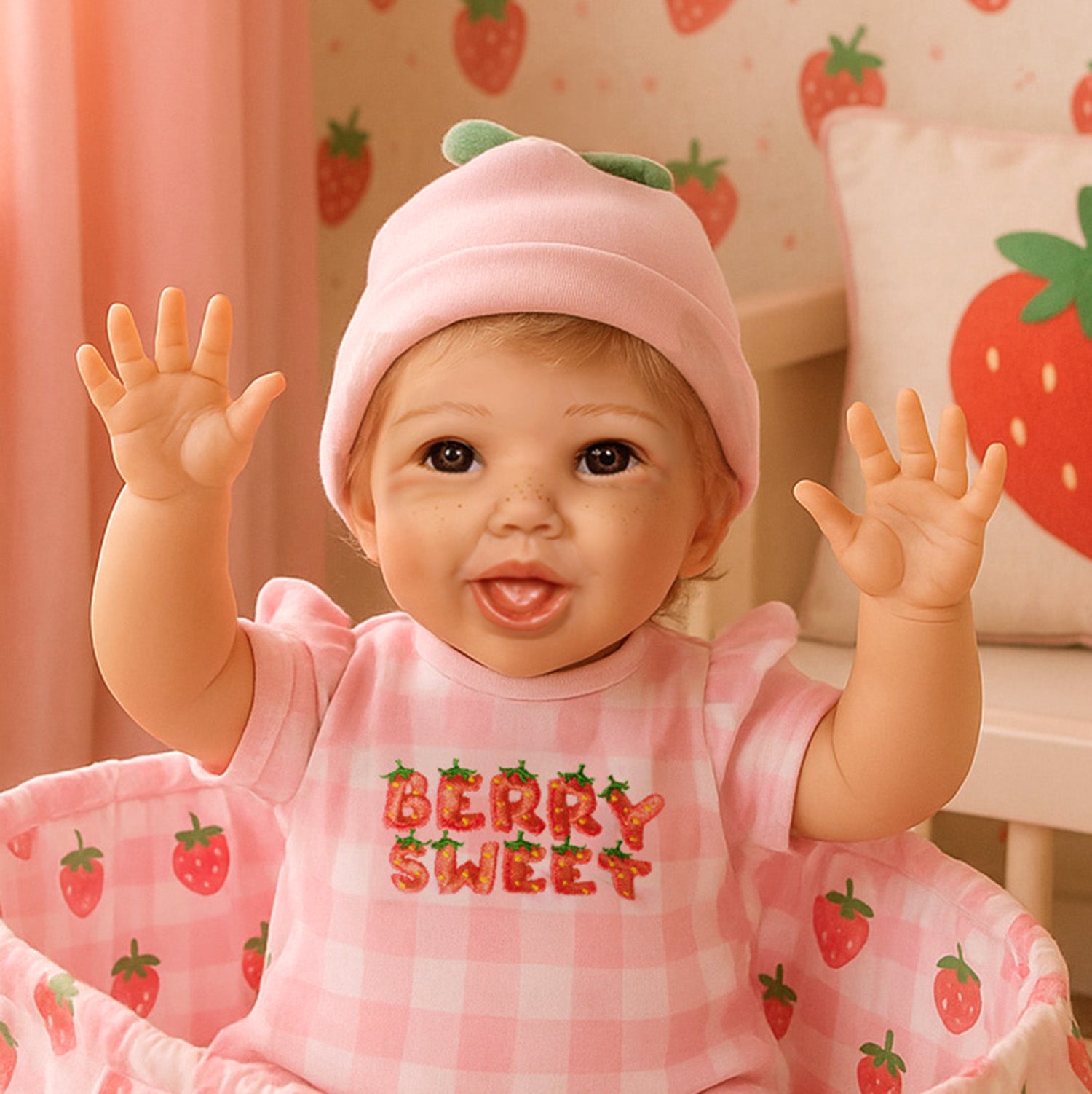 Summer Strawberry - Happiest Doll in the Berry Patch - Blonde Hair - Brown Eyes - Smiling - Rosy, Freckled Cheeks - Sculpted by Pat Moulton - Get yours now!