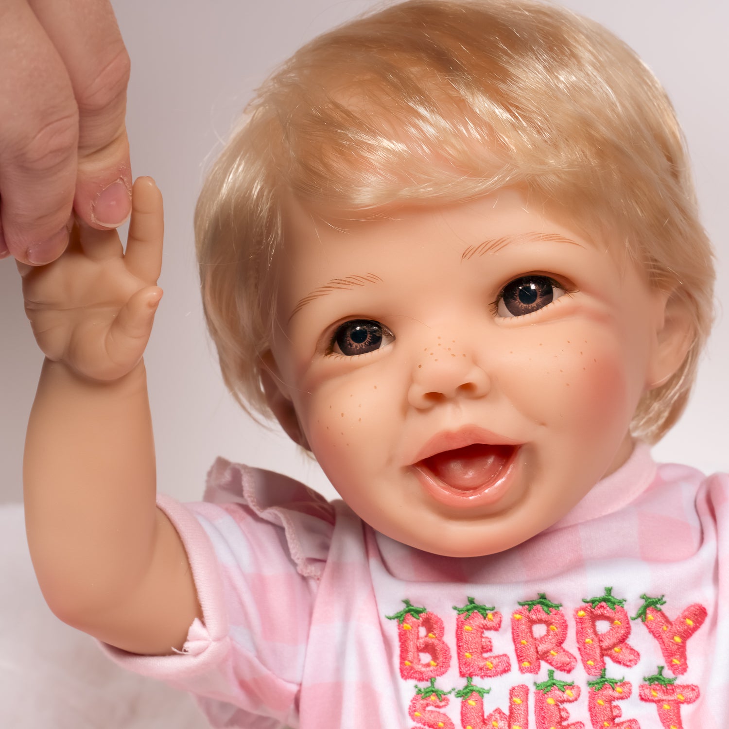 Summer Strawberry - Happiest Doll in the Berry Patch - Blonde Hair - Brown Eyes - Smiling - Rosy, Freckled Cheeks - Sculpted by Pat Moulton - Get yours now!