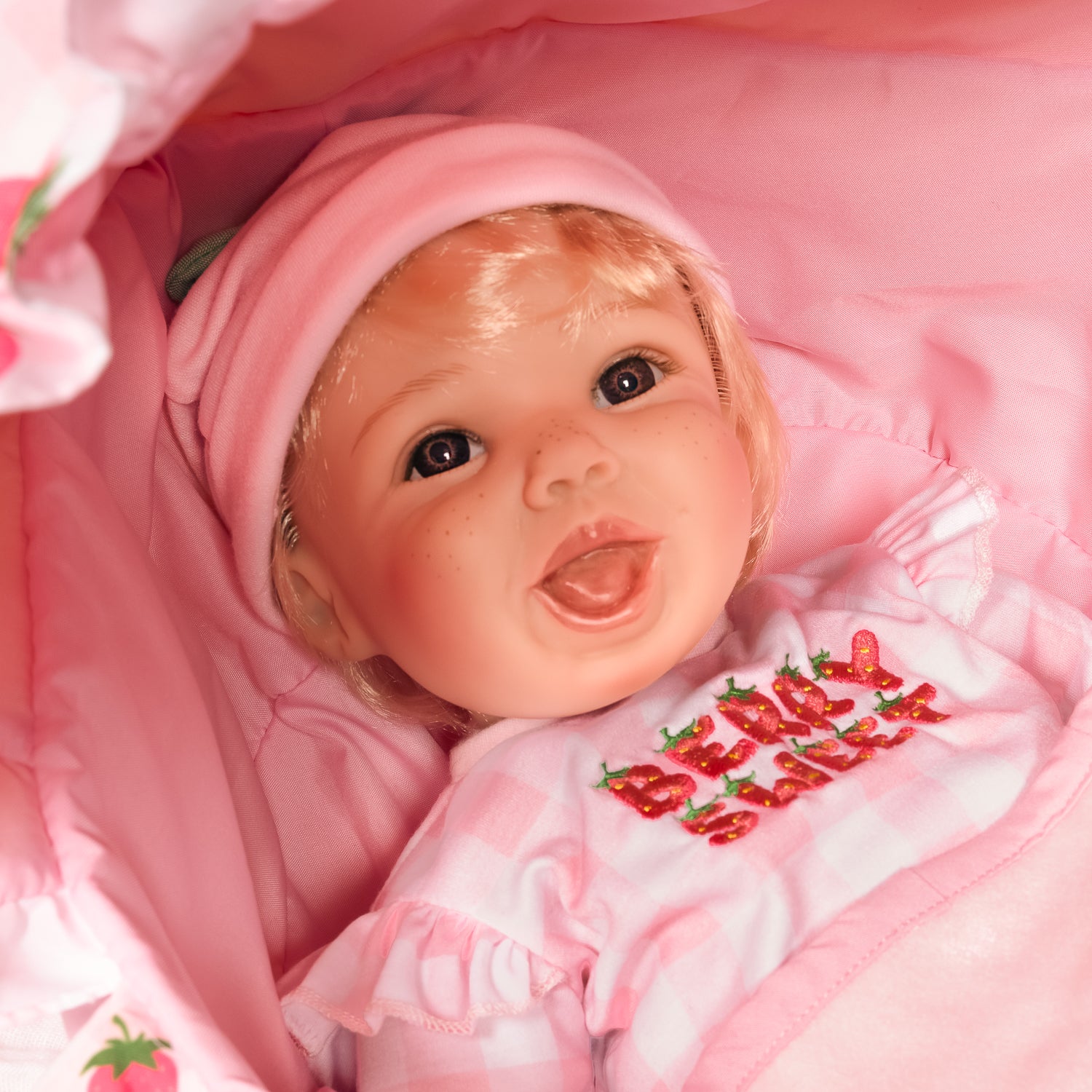 Summer Strawberry - Happiest Doll in the Berry Patch - Blonde Hair - Brown Eyes - Smiling - Rosy, Freckled Cheeks - Sculpted by Pat Moulton - Get yours now!