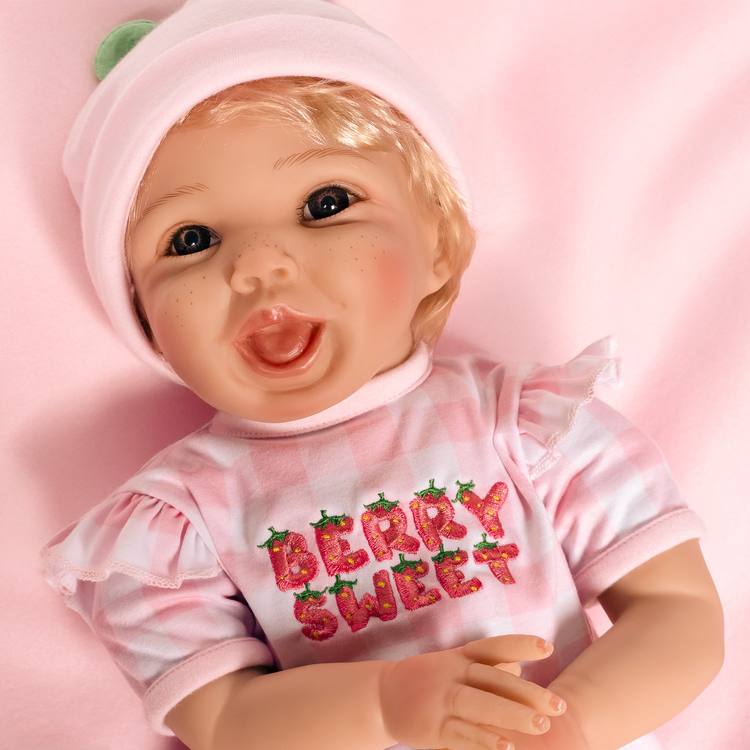 Summer Strawberry - Happiest Doll in the Berry Patch - Blonde Hair - Brown Eyes - Smiling - Rosy, Freckled Cheeks - Sculpted by Pat Moulton - Get yours now!