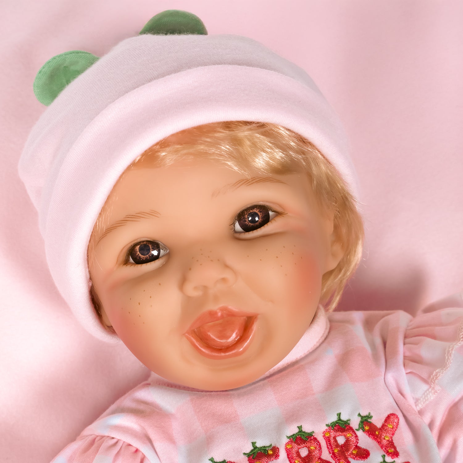 Summer Strawberry - Happiest Doll in the Berry Patch - Blonde Hair - Brown Eyes - Smiling - Rosy, Freckled Cheeks - Sculpted by Pat Moulton - Get yours now!
