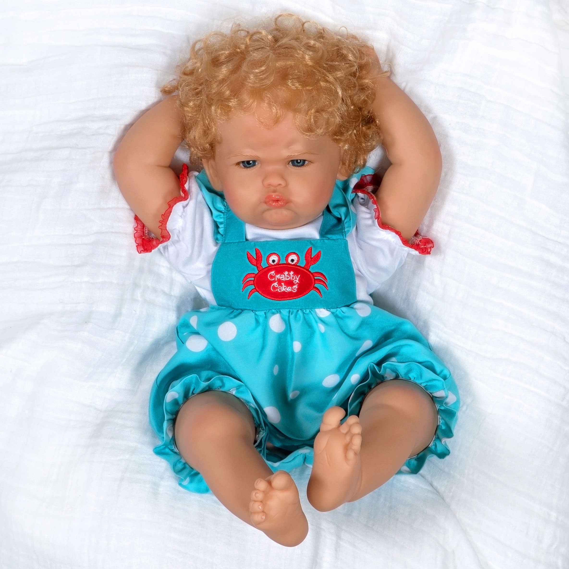 Paradise Galleries Crabby Cakes - Realistic Grumpy Toddler Girl Doll! 22 Inch Reborn Doll in GentleTouch Vinyl by Reborn Artist, Ping Lau.