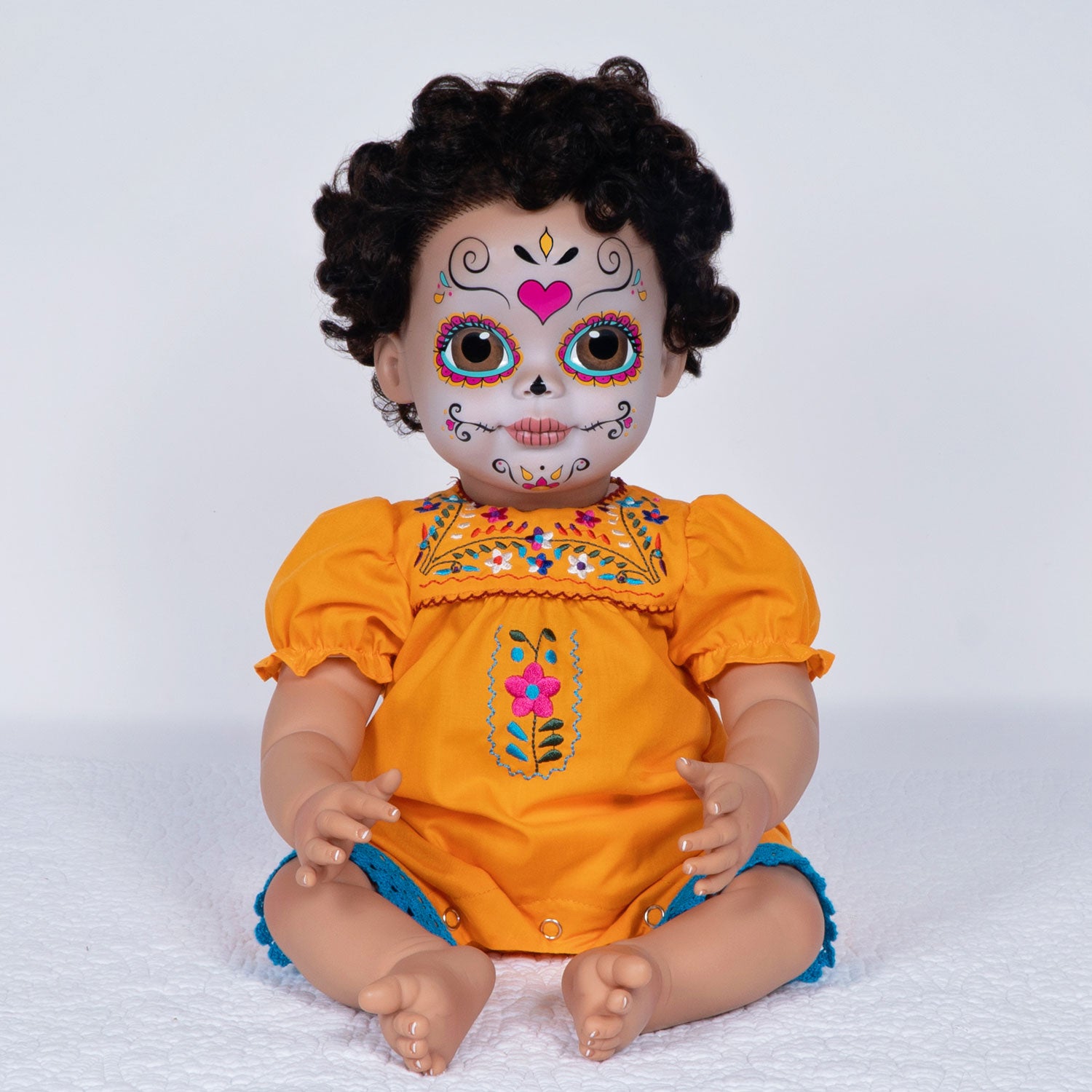 Paradise Galleries Azuquita - Realistic Toddler Doll in Celebration of Dia De Los Muertos (Day of the Dead Holiday), 20 Inch Calavera (Sugar Skull) Reborn Doll in GentleTouch Vinyl