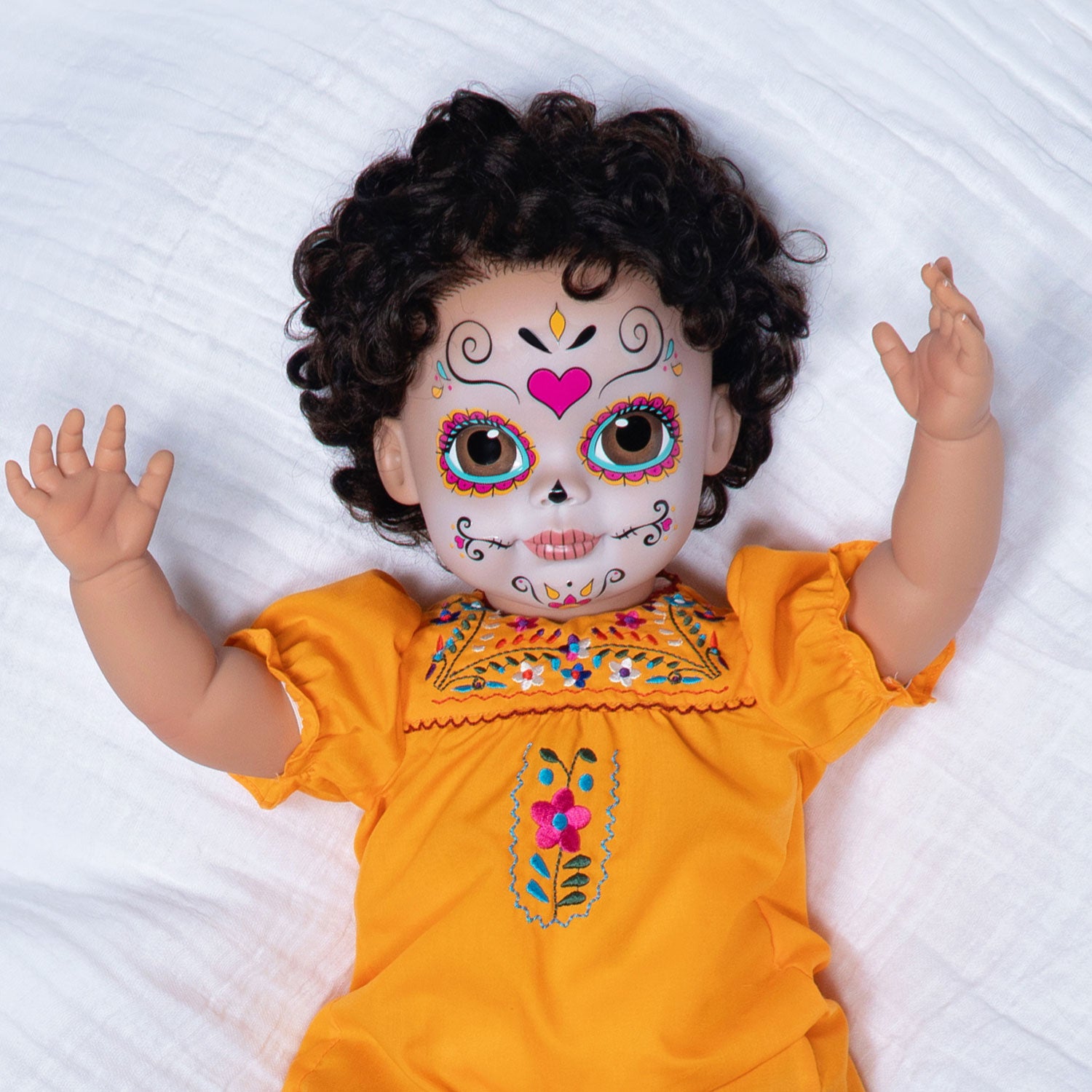 Paradise Galleries Azuquita - Realistic Toddler Doll in Celebration of Dia De Los Muertos (Day of the Dead Holiday), 20 Inch Calavera (Sugar Skull) Reborn Doll in GentleTouch Vinyl