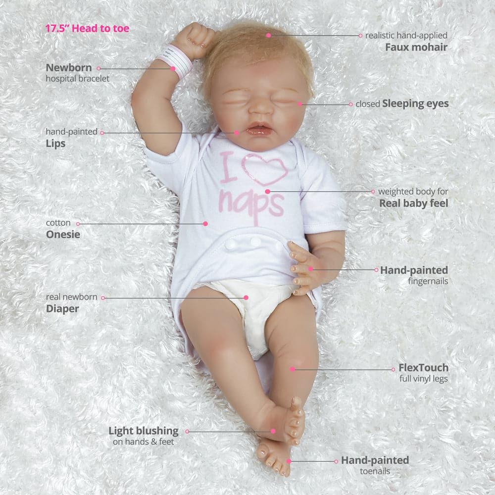 Paradise Galleries Silicone Newborn Baby Bundles: I Love Naps Doll