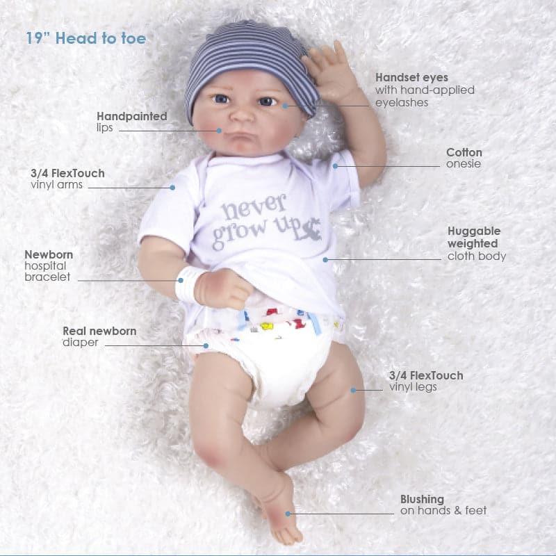 Paradise Galleries Silicone Like Newborn Doll 19 Never Grow Up