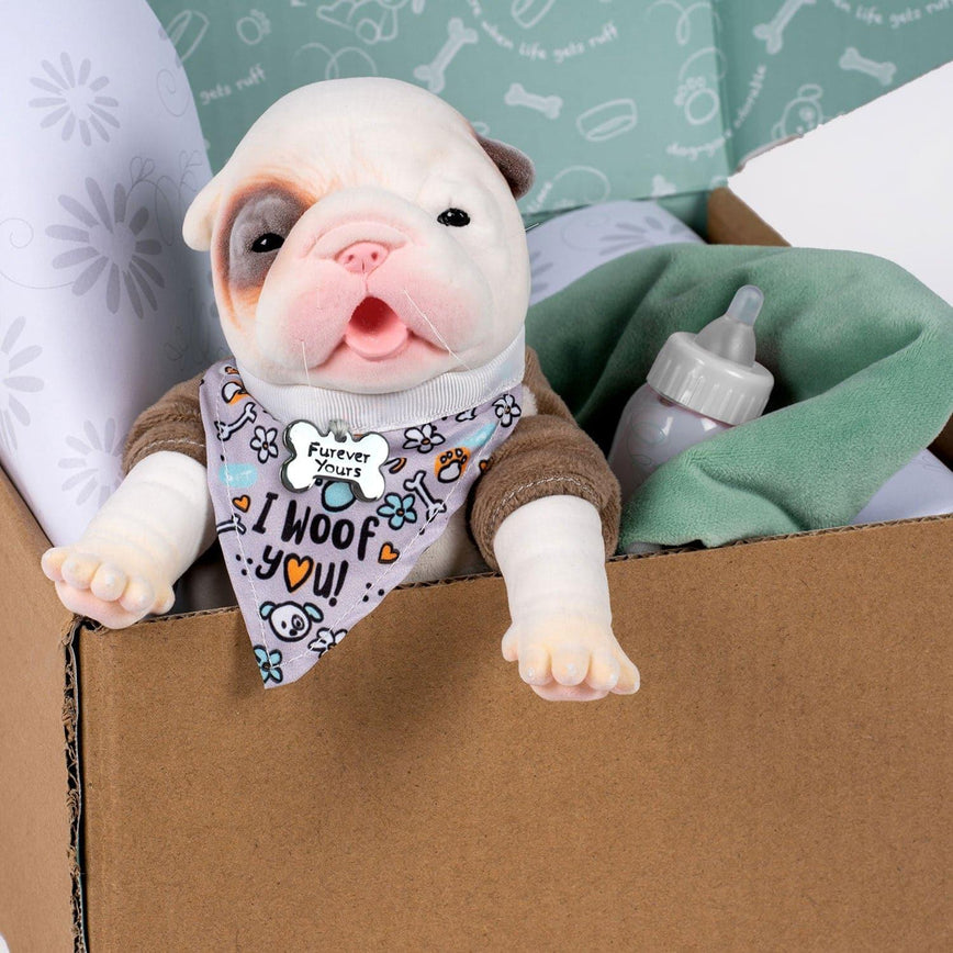 Paradise Galleries Reborn Puppy - Furever Babies - Bulldog Stuffed Animal