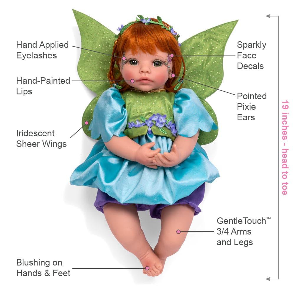 Pixie Girl, Red Haired Mystical Reborn Toddler, 19 inch Fairy Doll - Paradise Galleries