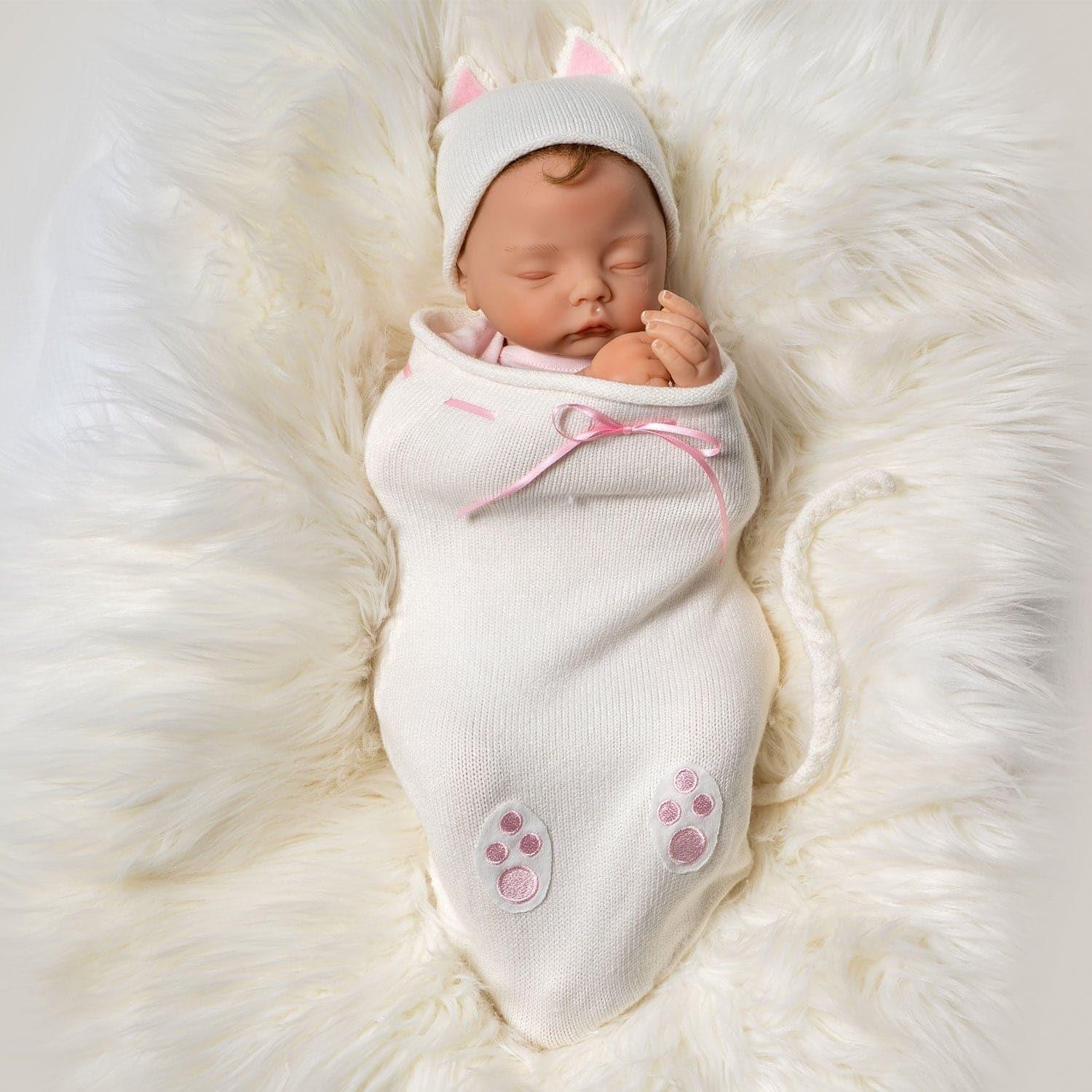 Paradise Galleries Reborn Baby Doll Girl 18 inch Sleeping Kitten