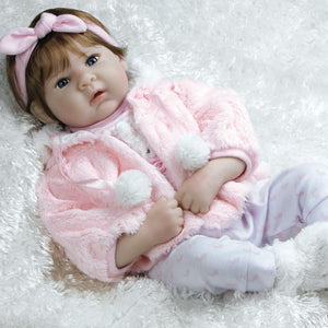 Reborn Like Realistic & Lifelike Girl Baby Doll - Snow Bunny, 19 inch Silicone-Like Vinyl