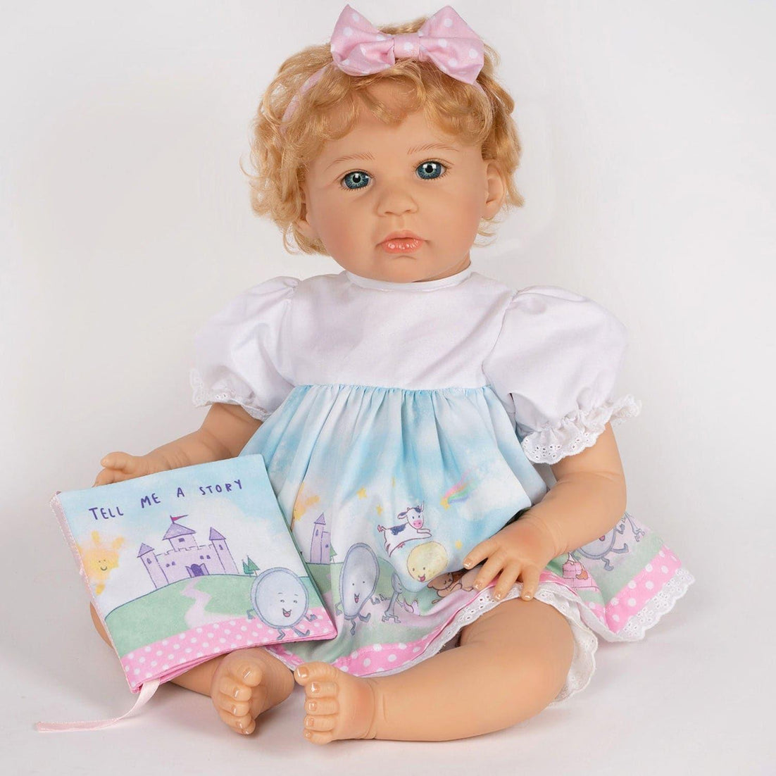 Paradise Galleries Reborn Toddler Girl Doll Story Time, 21 inch with Light Blonde Hair and Blue Eyes, Made in SoftTouch Vinyl