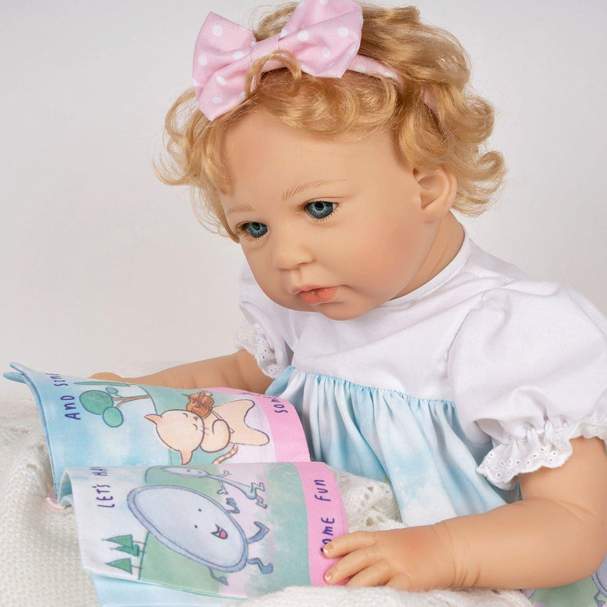 Paradise Galleries Reborn Toddler Girl Doll Story Time, 21 inch with Light Blonde Hair and Blue Eyes, Made in SoftTouch Vinyl