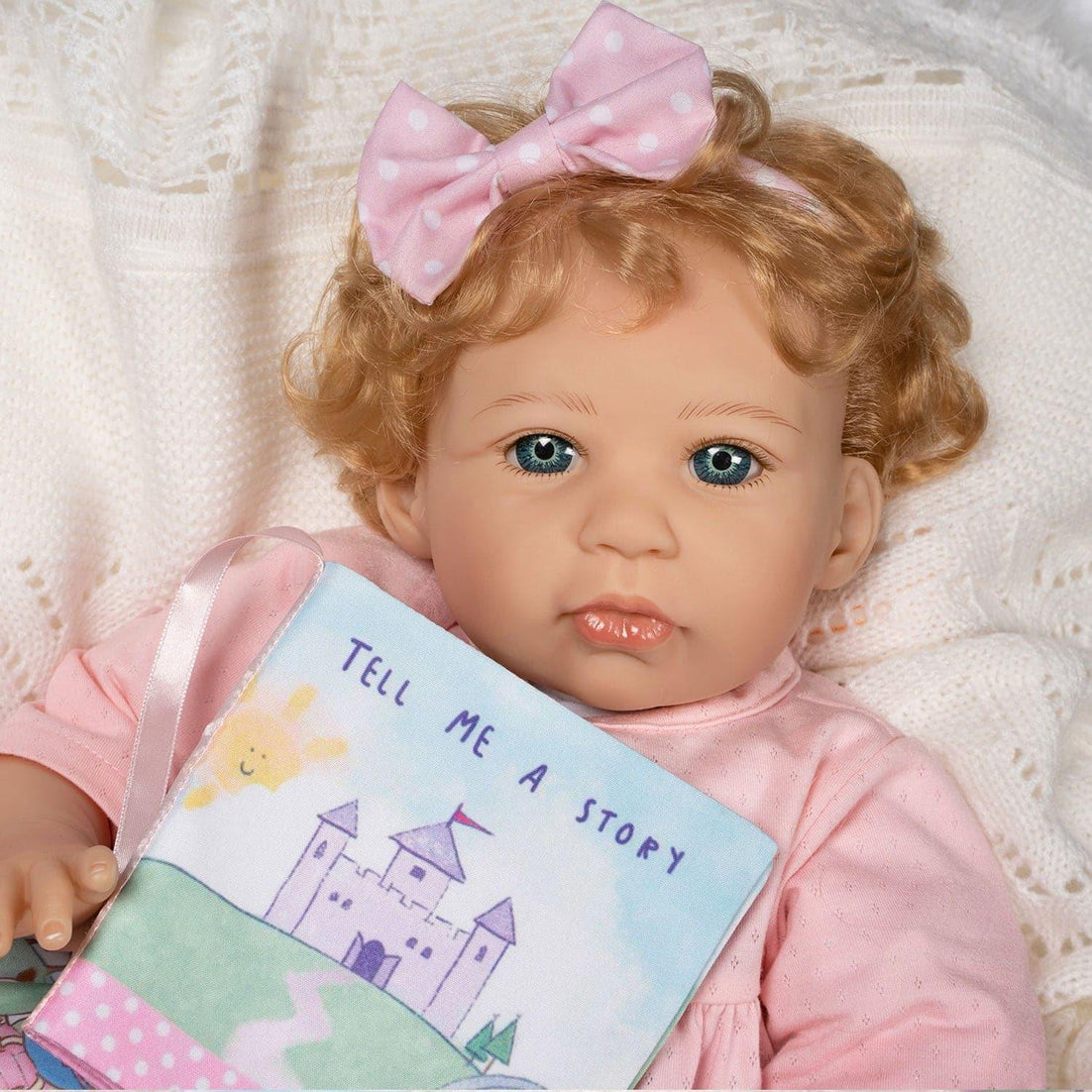 Paradise Galleries Reborn Toddler Girl Doll Story Time, 21 inch with Light Blonde Hair and Blue Eyes, Made in SoftTouch Vinyl