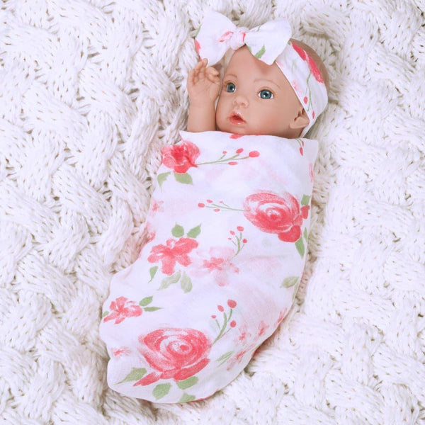 Paradise Galleries Lifelike Newborn Baby Doll Swaddlers Rose Petal