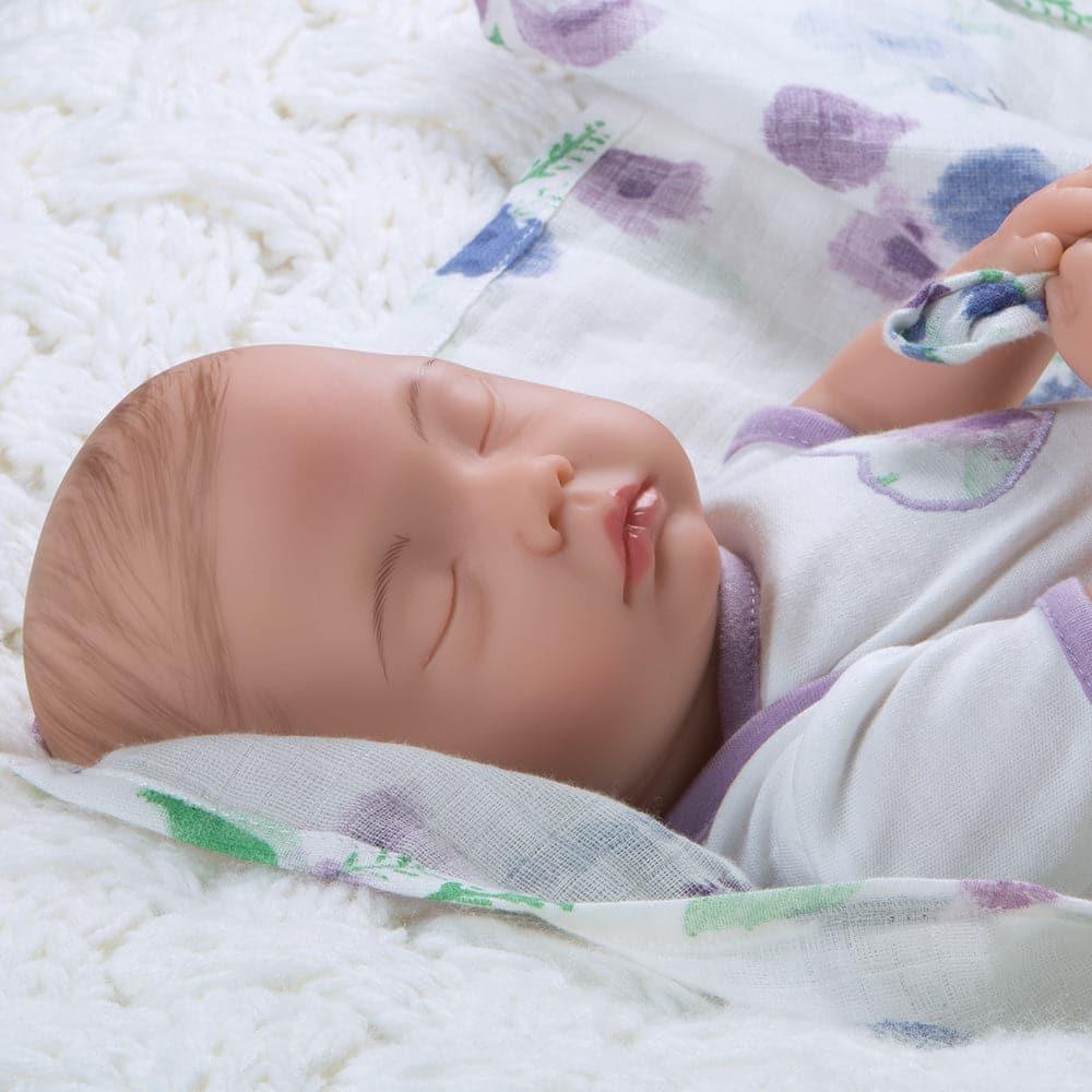 Paradise Galleries Lifelike Newborn Doll Swaddlers Sleeping Lilac