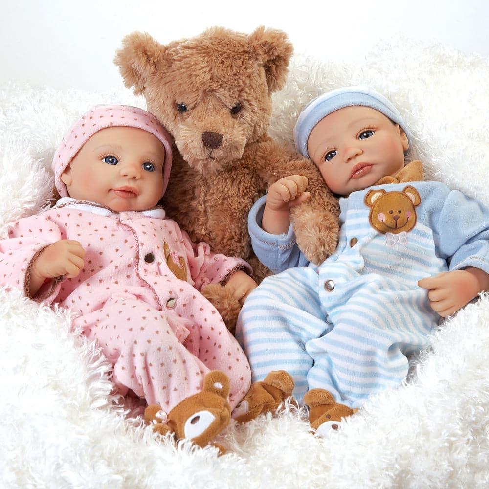 Paradise Galleries Reborn Baby Boy Doll Teddy Bear Twin Boy Aidan
