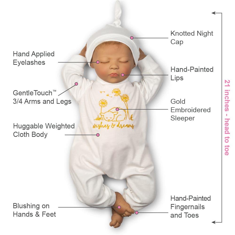 Sleeping Reborn Baby Doll Wishes & Dreams, 21 inch Paradise Galleries